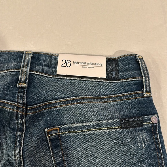7 for all mankind women’s the high waist ankle skinny jeans size 26 NWT - Picture 7 of 7